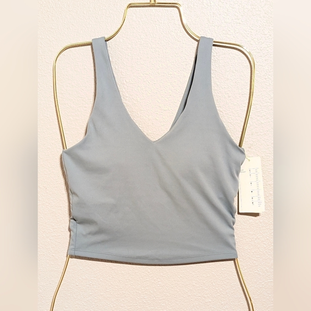NWT All in Motion Flex V-Neck Crop Sports Bra Slate Blue XS Yoga Athletics